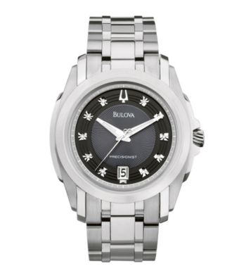 Bulova® Men's Stainless Steel and Diamond Watch