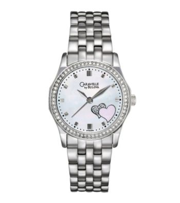Caravelle® by Bulova Women's Double Heart Watch with Swarovski® Crystals