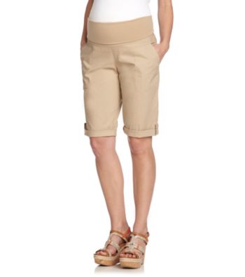 Three Seasons Maternity™ Stretched Poplin Cuffed Bermuda Shorts