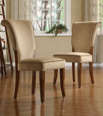 Home Interior Refined Set of 2 Chocolate Velvet Side Chairs