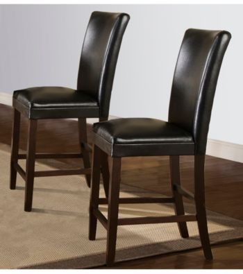 Home Interior Set of 2 Dark Brown Counter Height Chairs