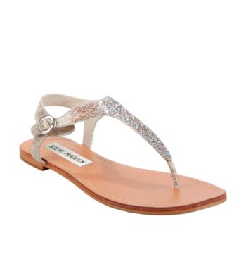 ...  shoes  steve madden beaminng rhinestone flat sandals silver