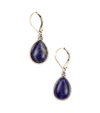 Nine West Vintage America Collection® Oxidized Silvertone Navy Teardrop Earrings