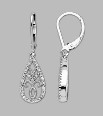 .20 ct. t.w. Diamond Accent and Sterling Silver Filigree Drop Earrings