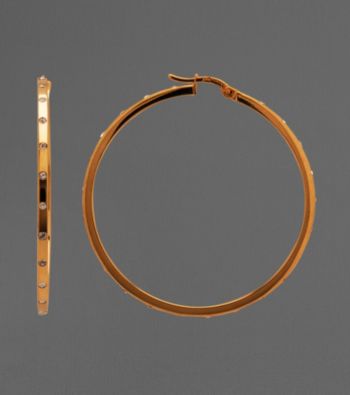 14K Gold and Sterling Silver Crystal Hoop Earrings