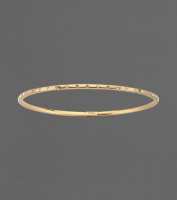 14K Gold and Sterling Silver Crystal Bangle Bracelet