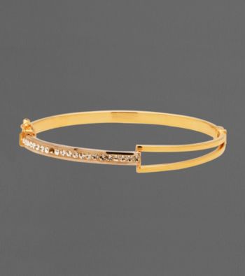 14K Gold-Over-Sterling Silver Crystal Split Bangle Bracelet