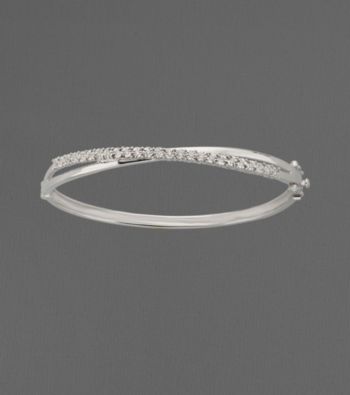 .25 ct. t.w. Diamond and Sterling Silver Crossover Bangle Bracelet