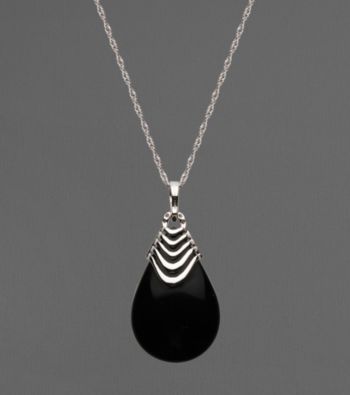 Sterling Silver Black Agate Pendant Necklace