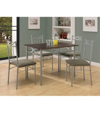 Monarch Sleek Cappuccino and Silver Metal 5-pc. Dining Set