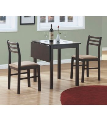 Monarch Casual Cappuccino 3-pc. Square Dining Set with Solid-Top Drop Leaf