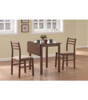 Monarch Casual Walnut 3-pc. Square Dining Set with Solid-Top Drop Leaf
