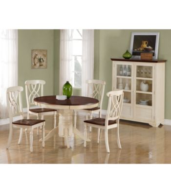 Monarch Antique White with Walnut Veneer Pedestal Table Dining Collection