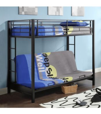 W. Designs Black Metal Twin & Futon Bunk Bed