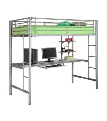 W. Designs Silver Metal Twin Workstation Bunk Bed