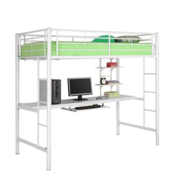 W. Designs White Metal Twin Workstation Bunk Bed