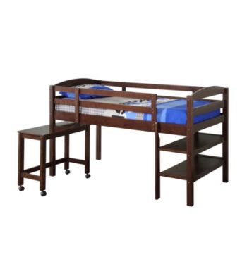 W. Designs Espresso Twin Wood Loft Bed with Desk