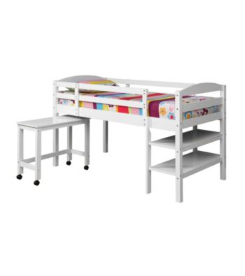 W. Designs White Twin Wood Loft Bed With Desk