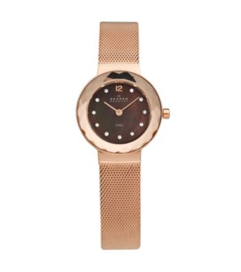 Skagen Denmark Women's Rose Goldtone Faceted Glass Bezel Watch