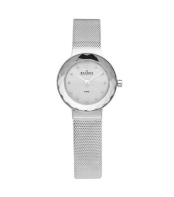 Skagen Denmark Women's Silvertone Faceted Glass Bezel Watch