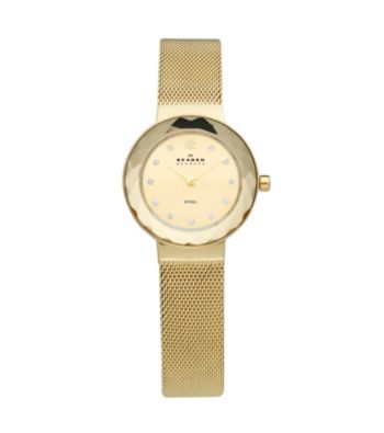 Skagen Denmark Women's Goldtone Faceted Glass Bezel Watch