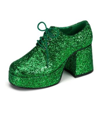 Adult Green Glitter Platform Shoes