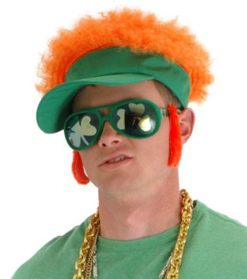 Shamrock Hat with Visor and Orange Afro