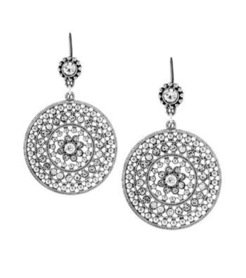 Jessica Simpson Silvertone Double Drop Disk Earrings
