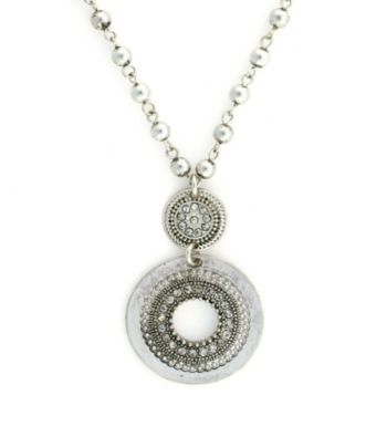 Jessica Simpson Silvertone Double Drop Pendant Necklace