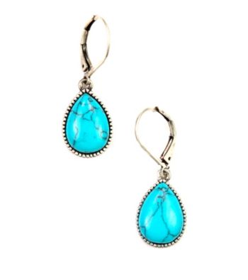 Nine West Vintage America Collection® Oxidized Silvertone Turquoise-Color Teardrop Earrings