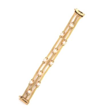 Anne Klein® Goldtone Mesh and Faux Pearl Three-Row Bracelet