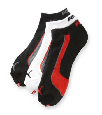 PUMA® Men's White/Black/Red 3 Pack Active Socks