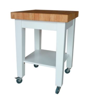 International Concepts White & Natural Ready Small Kitchen Island