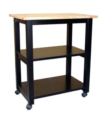 International Concepts Black & Natural Microwave Cart