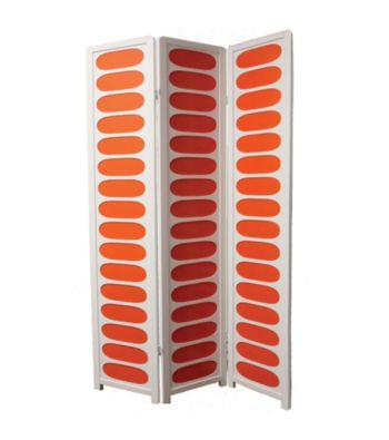 Ore International™ 3-Panel White and Orange Wooden Screen Room Divider