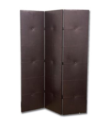 Ore International™ 3-Panel Black PU Leather Room Divider