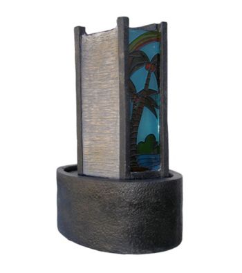 Ore International™ Small Stone Palm Tree Glass Fountain with Light