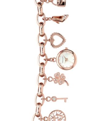 Anne Klein® Women's Crystal Charm Bracelet Watch