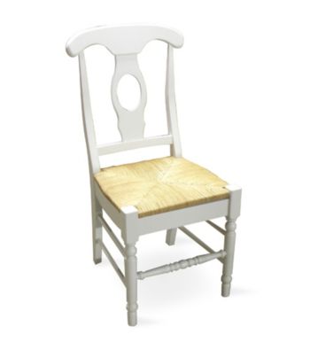 International Concepts Set of 2 White Empire Dining Chairs With Rush Seat