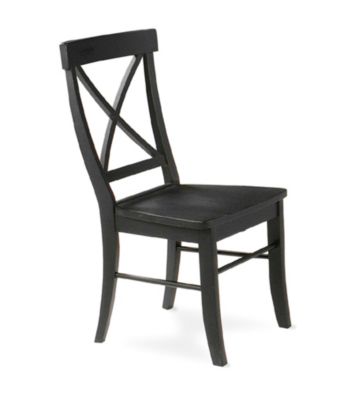 International Concepts Set of 2 X-Back Wood Dining Chairs With Seat