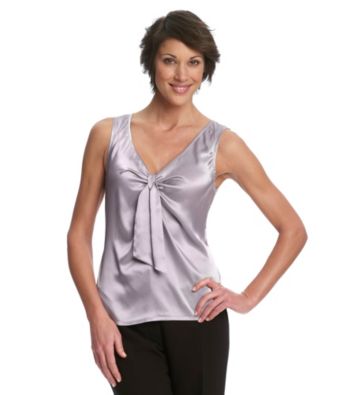 Kasper® Silver Tie-Front Charmeuse Cami