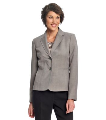 Kasper® Gray Two-Button Melange Notch Collar Jacket