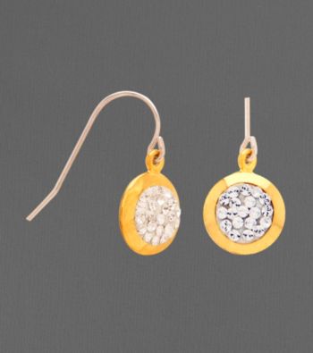 14K Gold and Sterling Silver Crystal Drop Earrings