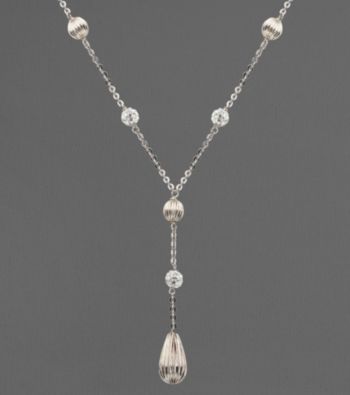 Sterling Silver and Crystal Station Necklace