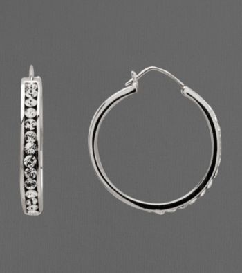 Sterling Silver and Crystal Hoop Earrings