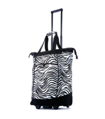 Olympia Zebra Black Rolling Shopper Tote