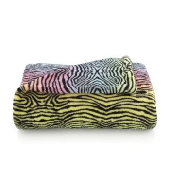 LivingQuarters Kids' Rainbow Zebra Micro Cozy Throw