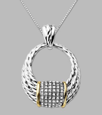 14K Yellow Gold and Sterling Silver Pendant with .22 ct. t.w. Diamond