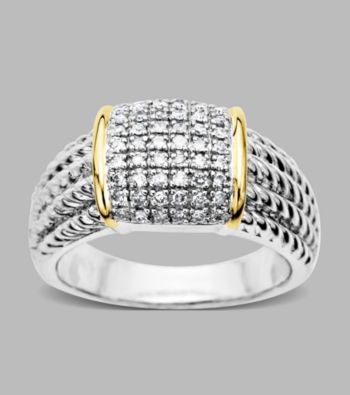 14K Yellow Gold and Sterling Silver Ring with .27 ct. t.w. Diamond
