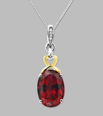 14K Yellow Gold and Sterling Silver Pendant with a Created Ruby